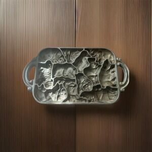Vintage John Wright 1984 Zoo Animal Puzzle Cast Iron Mold Baking Pan Cookies